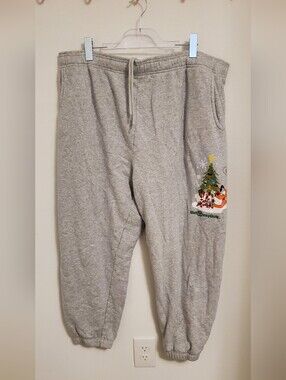 Disney Parks Walt Disney World Gray Christmas Holiday Sweatpants Size XL